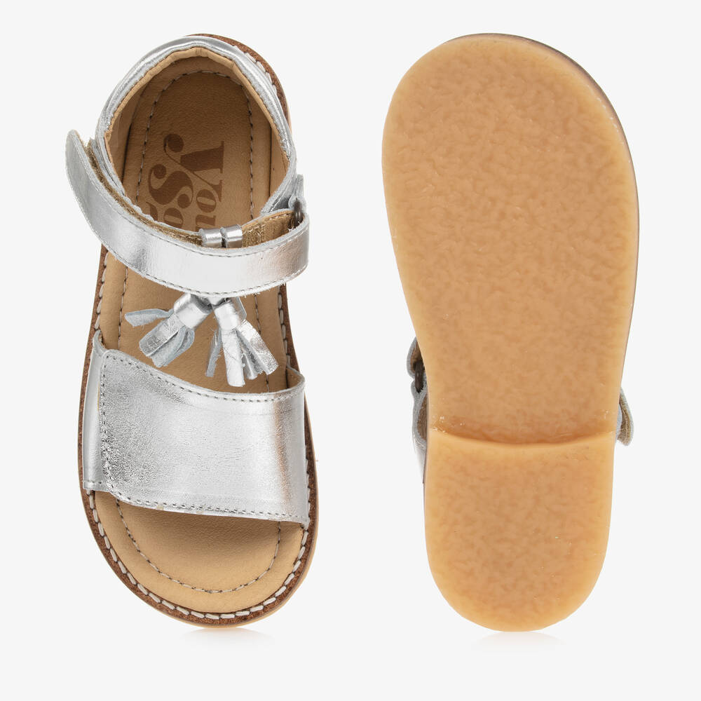 Young Soles - Girls Silver Leather Sandals | Childrensalon