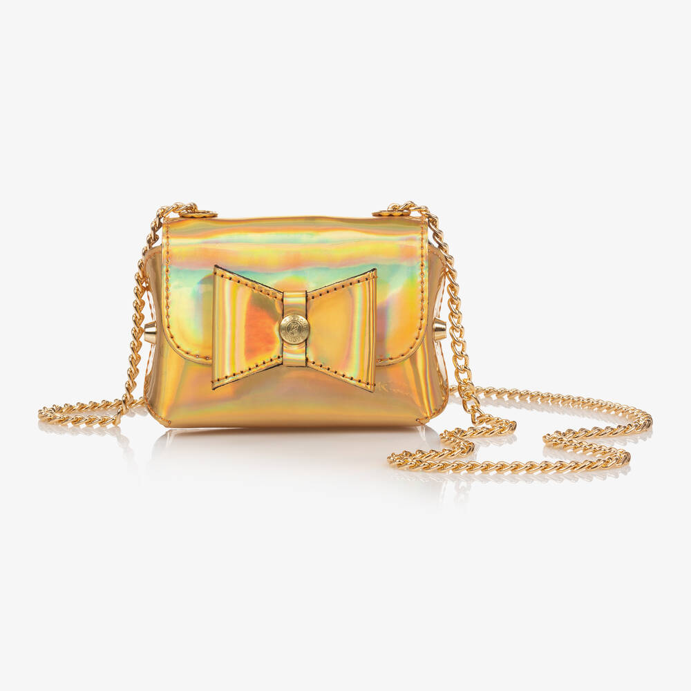 Zaccone - Goldfarbene Tasche mit Schleife (12 cm) (M) | Childrensalon