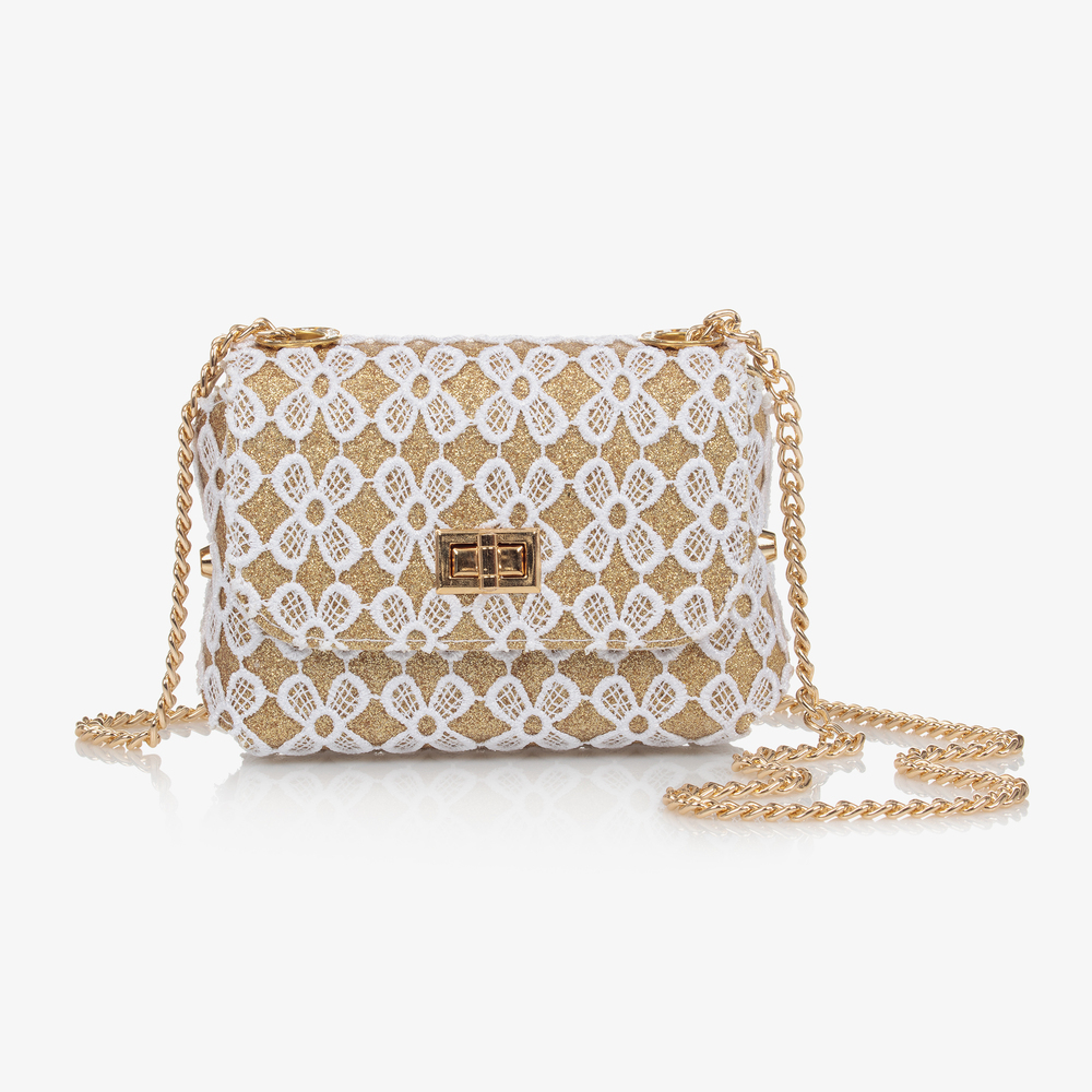 Zaccone - Gold Lace Shoulder Bag (12cm) | Childrensalon