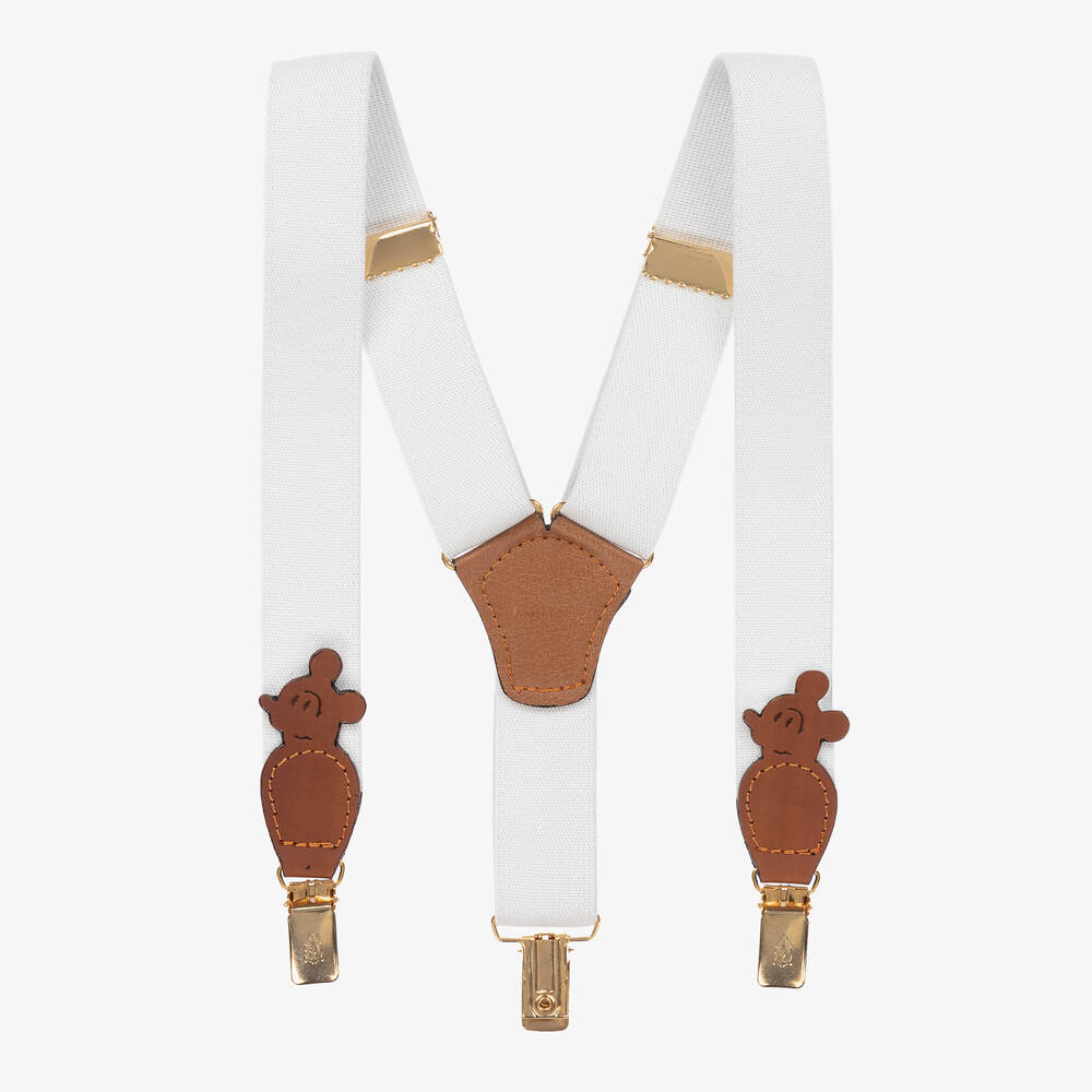Zaccone - Bretelles blanches en cuir et coton | Childrensalon