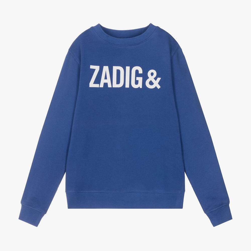 Zadig&Voltaire - سويتشيرت قطن لون أزرق | Childrensalon