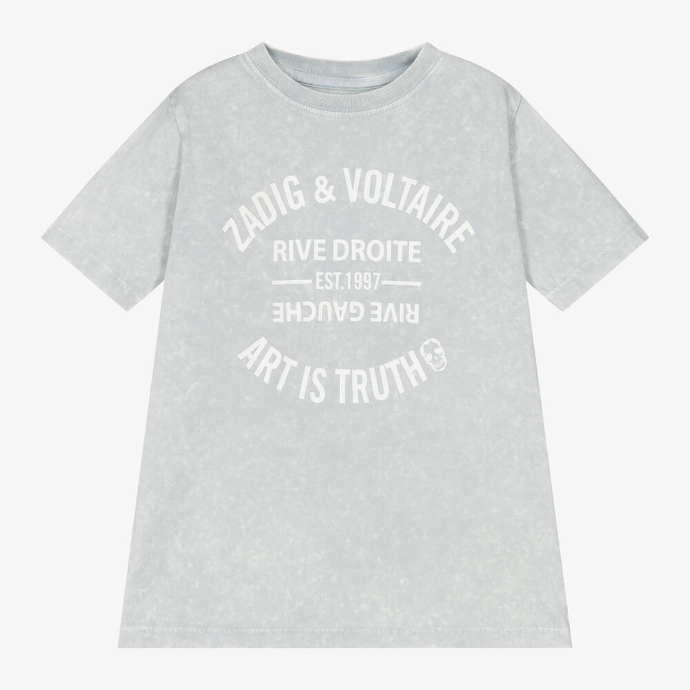 Shop Zadig & Voltaire Boys Grey Cotton T-shirt
