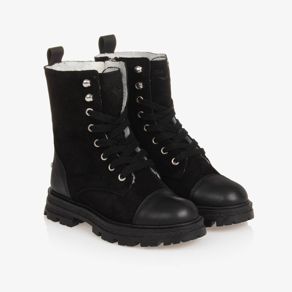 Zadig&Voltaire - Girls Black Leather Ankle Boots | Childrensalon