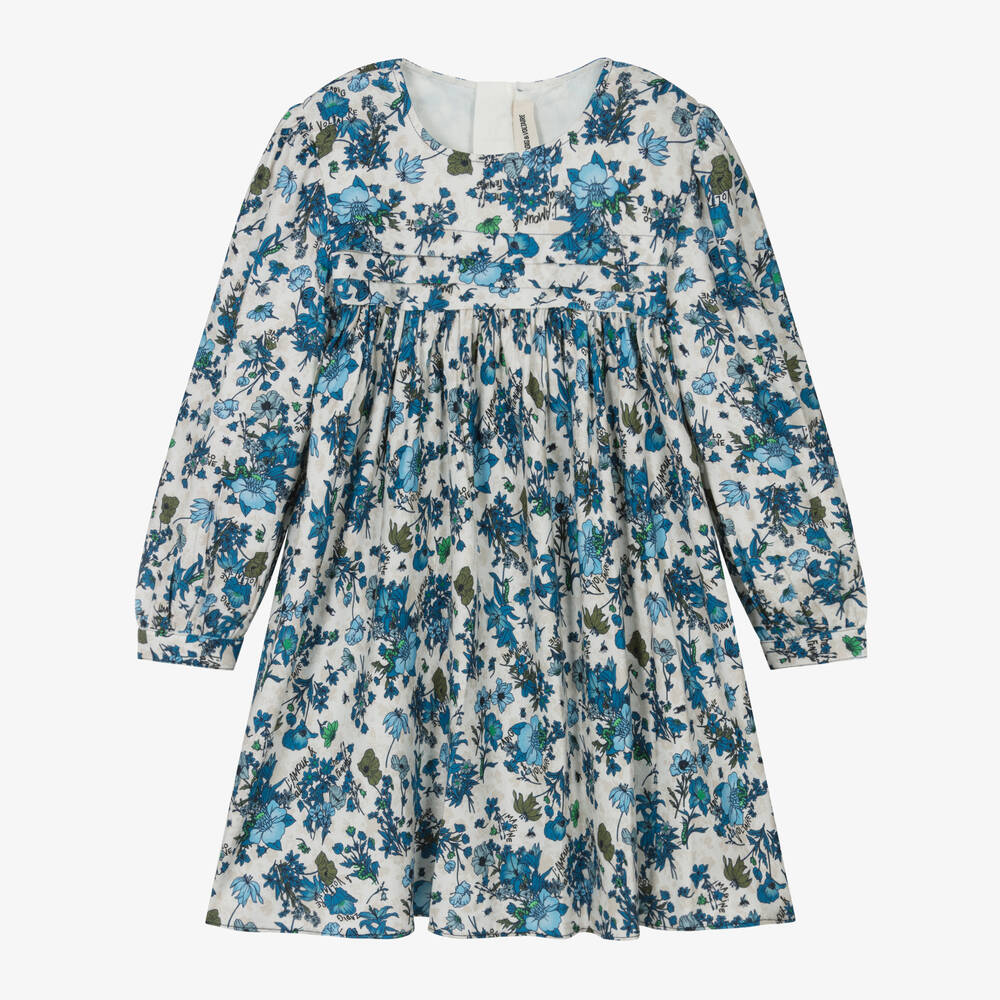 Zadig&Voltaire - Girls Blue Floral Viscose Dress | Childrensalon