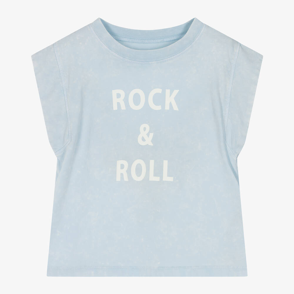 Zadig&Voltaire - Girls Blue Sleeveless Cotton T-Shirt | Childrensalon