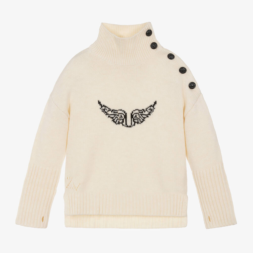 Zadig&Voltaire - Girls Ivory Wool Knit Sweater | Childrensalon