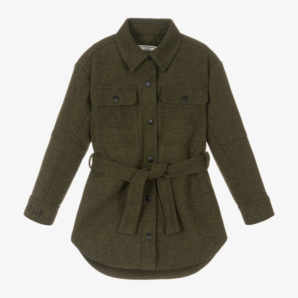 Zadig&Voltaire - Girls Khaki Green Coat | Childrensalon