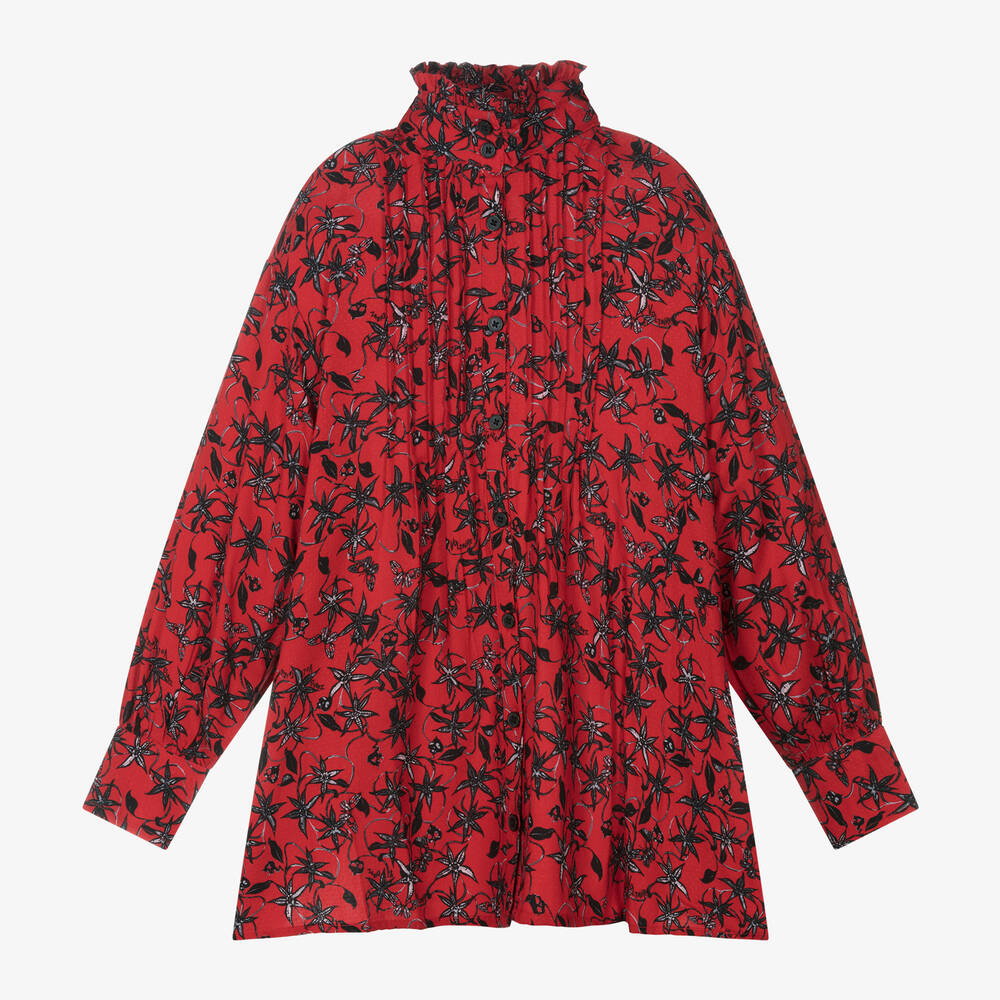 Zadig&Voltaire - Girls Red Floral Viscose Dress | Childrensalon