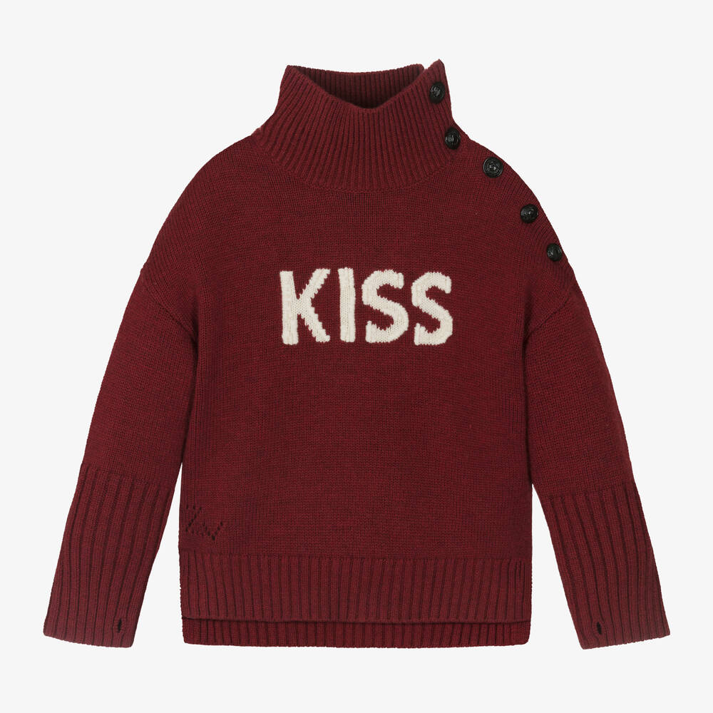 Zadig&Voltaire - Girls Red Wool Knit Sweater | Childrensalon