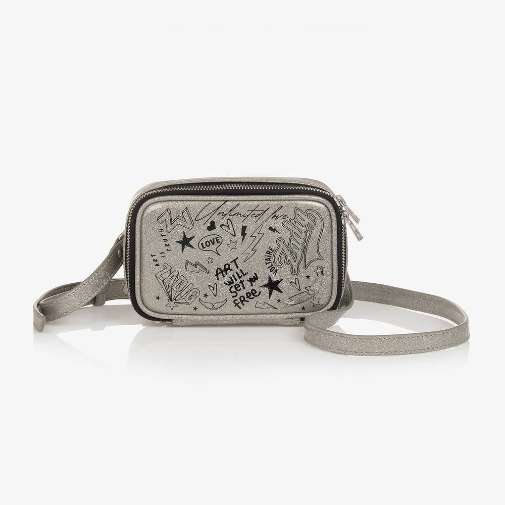 Zadig&Voltaire - Girls Silver Glitter Faux Leather Bag (16cm) | Childrensalon