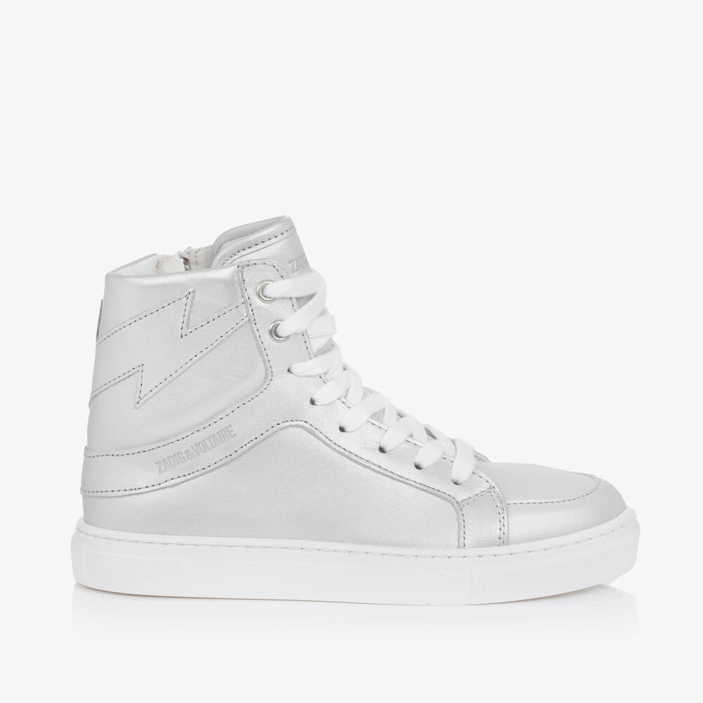 Zadig & Voltaire Kids' Girls Silver Leather High-top Trainers