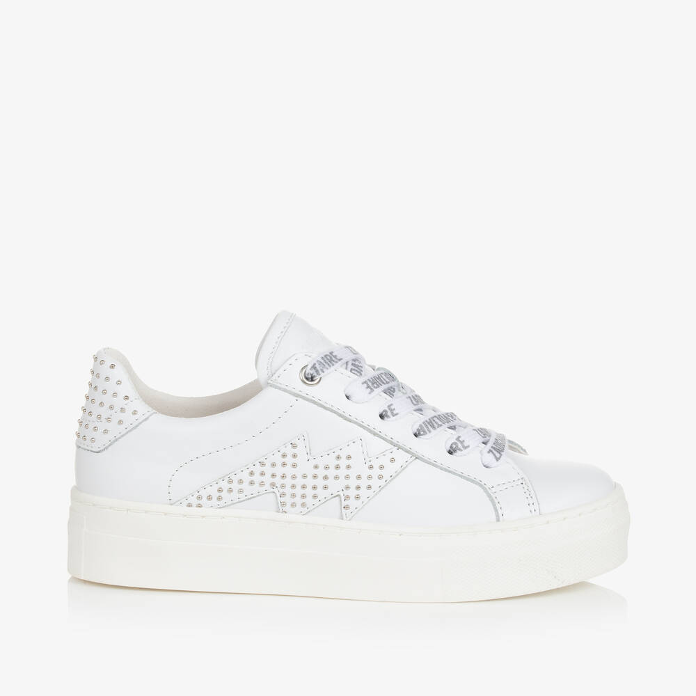 Zadig & Voltaire Kids' Girls White Leather Lace-up Trainers