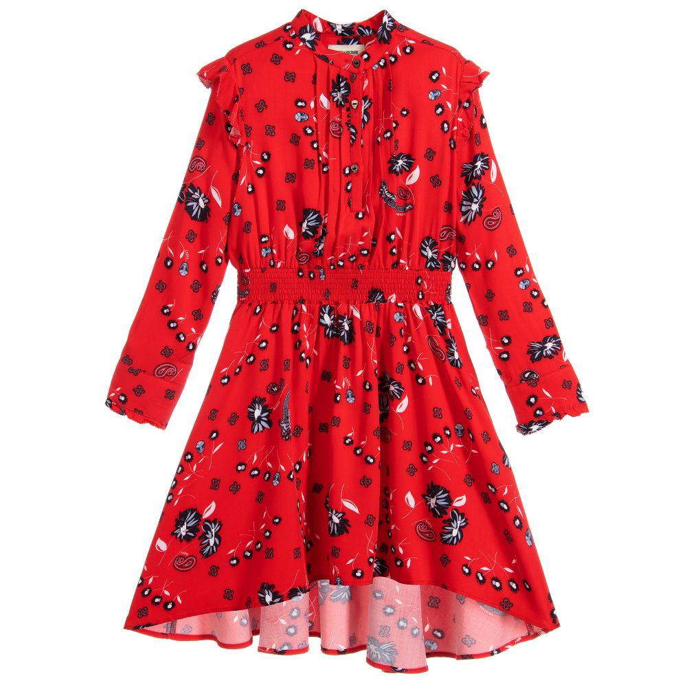 Zadig & Voltaire Kids' Girls Red Floral Viscose Dress