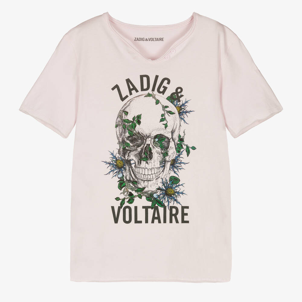 Zadig & Voltaire Teen Boys Pink Cotton Logo T-shirt