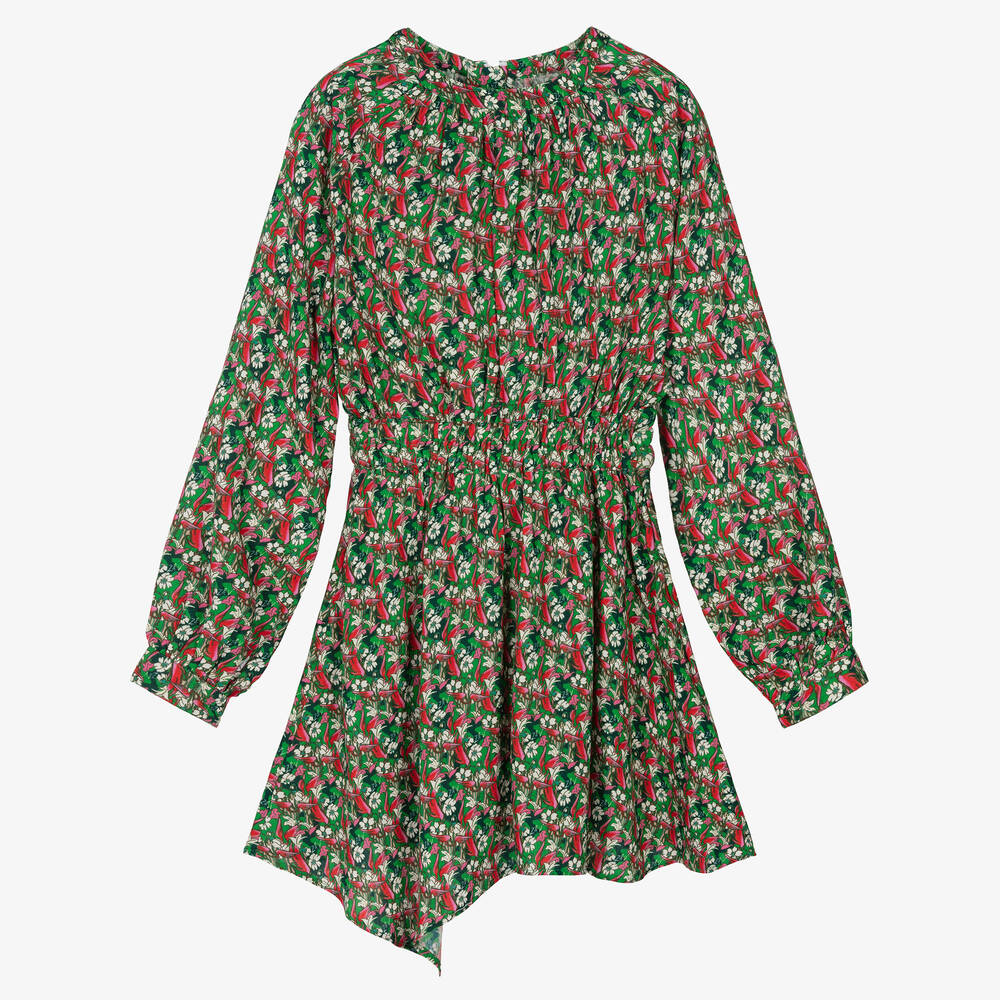 Zadig & Voltaire Teen Girls Green & Pink Floral Dress In Red