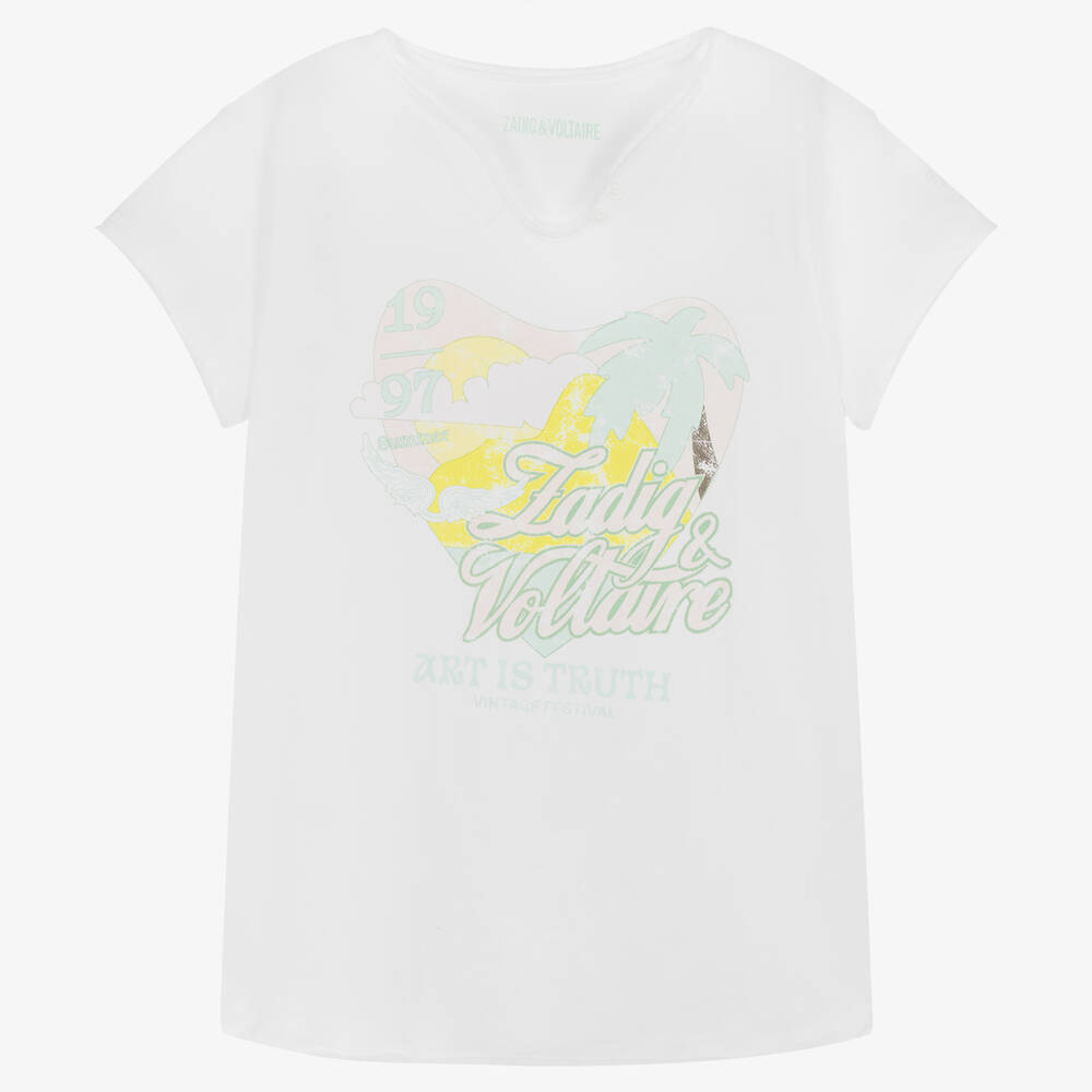 Zadig & Voltaire Teen Girls White Graphic Print T-shirt