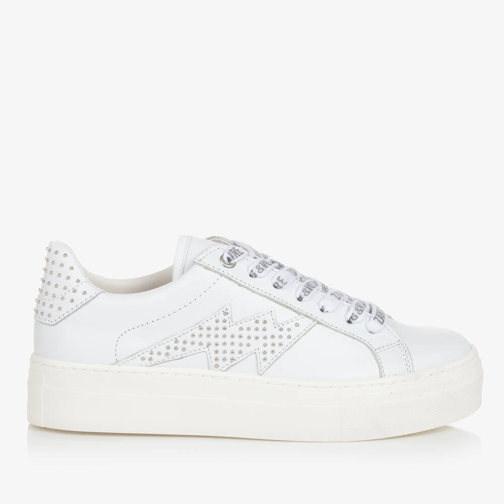 Zadig & Voltaire Teen Girls White Leather Lace-up Trainers
