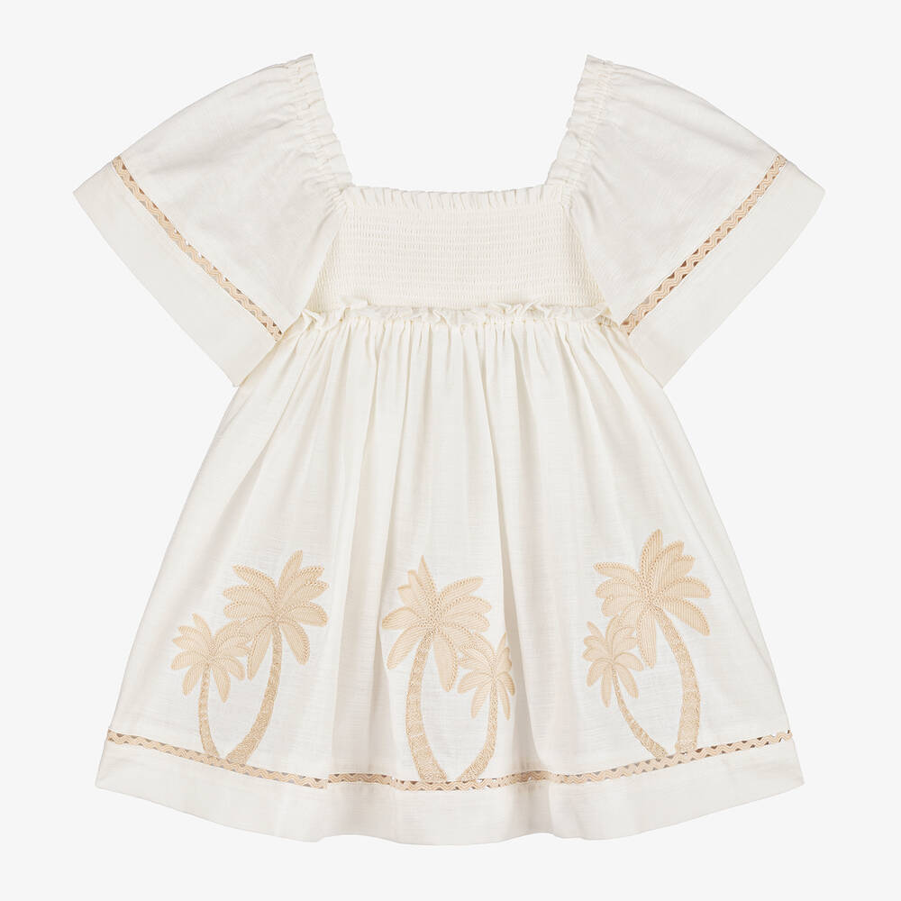 Zimmermann Babies' Girls Ivory Cotton Palm Tree Dress In White
