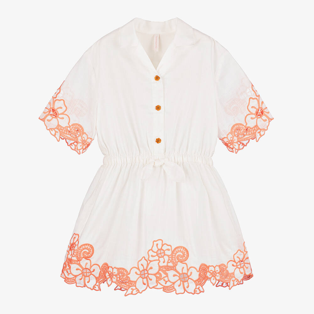 Zimmermann - Girls Ivory Embroidered Cotton Dress | Childrensalon