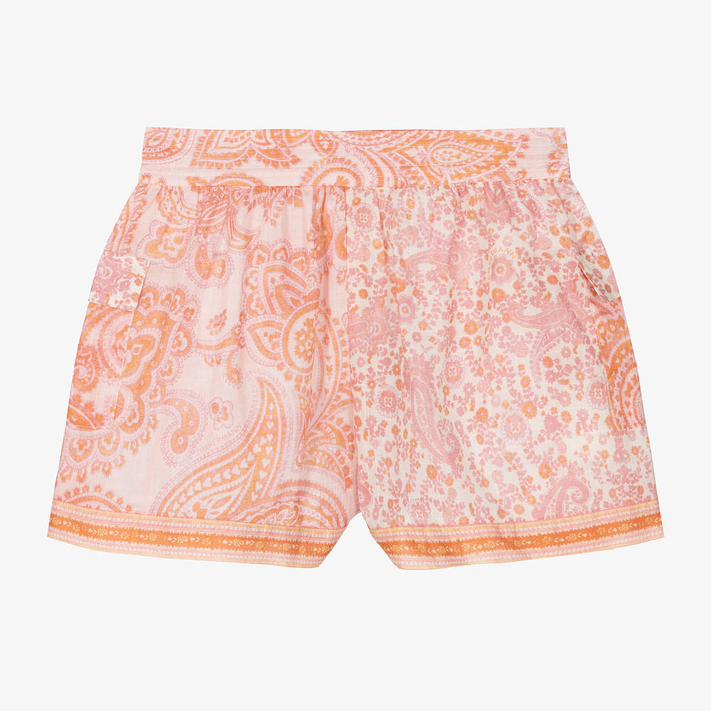 Zimmermann - Girls Pink Cotton Paisley Print Shorts | Childrensalon