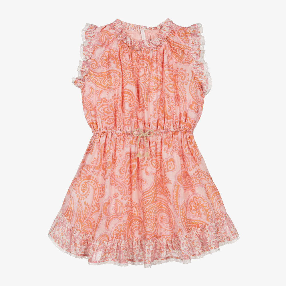 Shop Zimmermann Girls Pink Paisley Cotton Dress