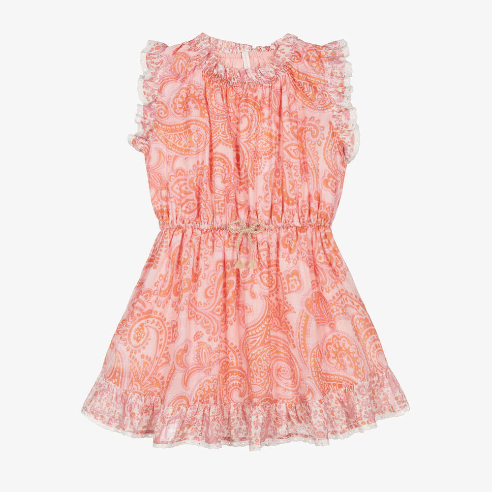 Zimmermann - Girls Pink Paisley Cotton Dress | Childrensalon