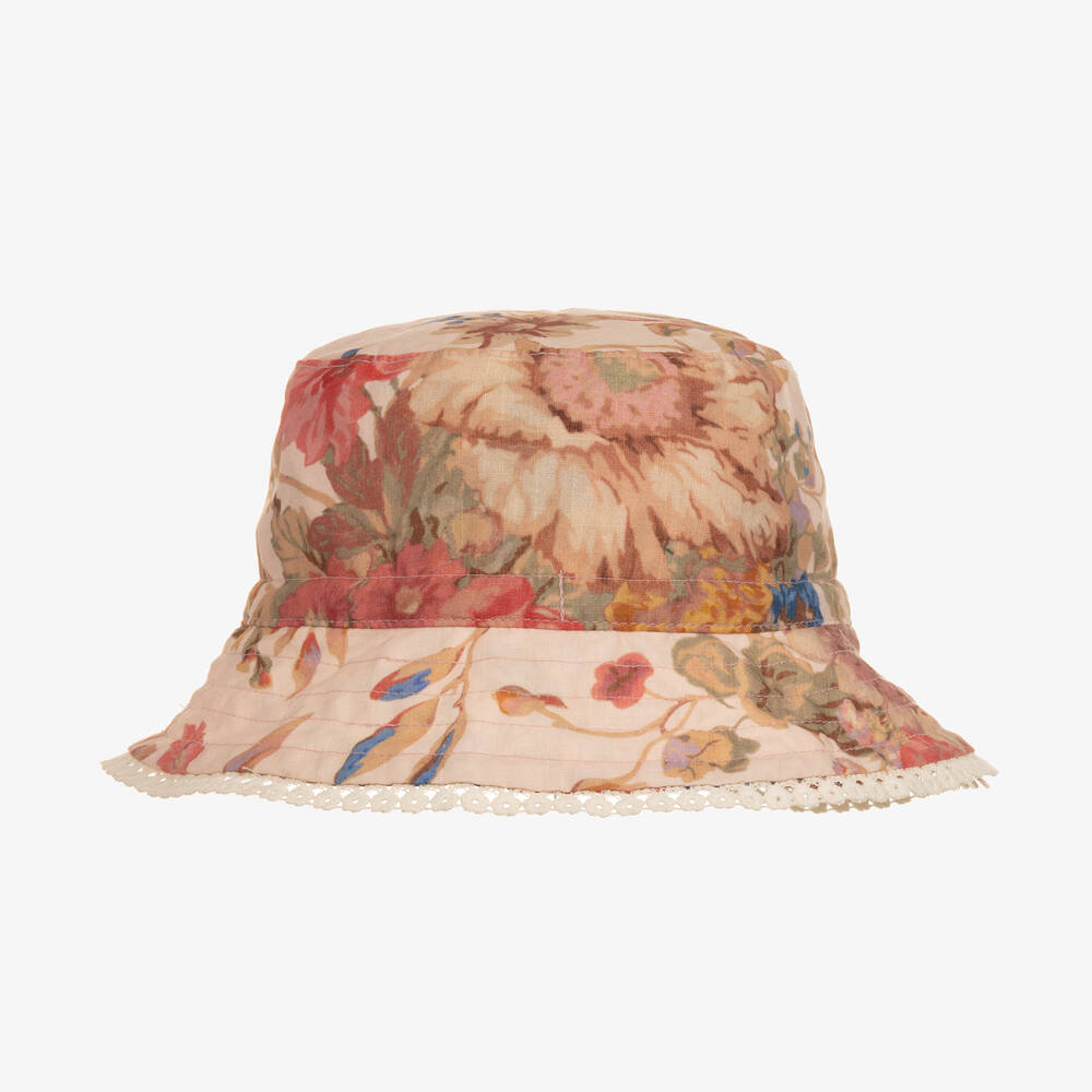 Zimmermann - Girls Reversible Pink Floral Bucket Hat | Childrensalon