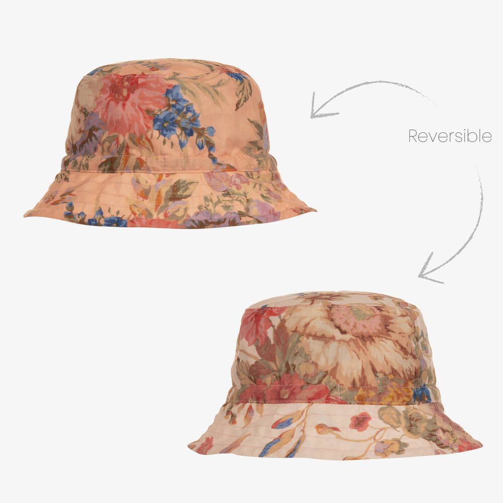 Zimmermann Kids' Girls Reversible Pink Floral Bucket Hat
