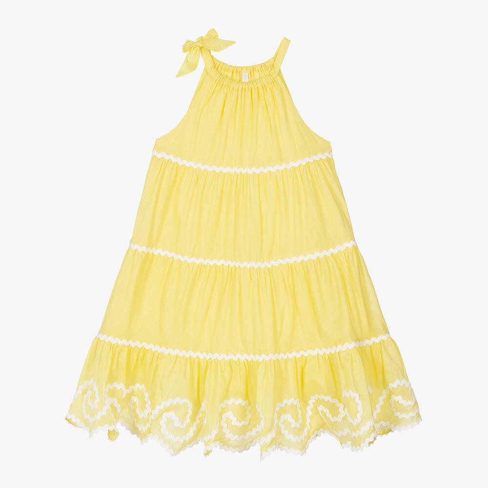 Zimmermann - Girls Yellow Ric Rac Cotton Dress | Childrensalon