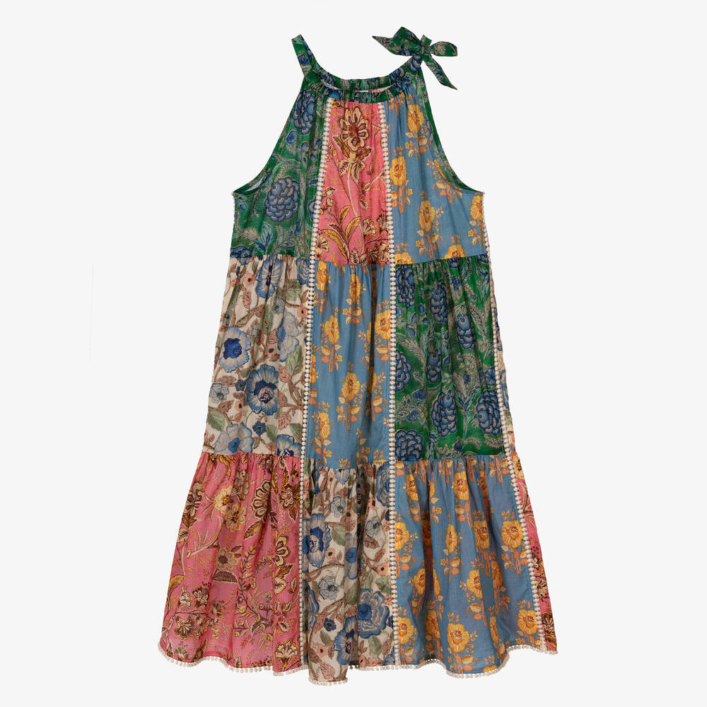 Zimmermann - Синее хлопковое платье с цветами для девочек-подростков | Childrensalon