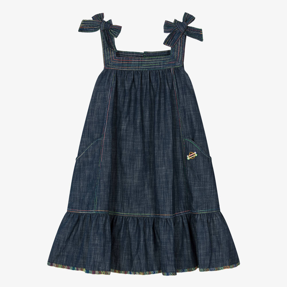 Zimmermann - فستان تينز بناتي قطن دنيم لون أزرق | Childrensalon