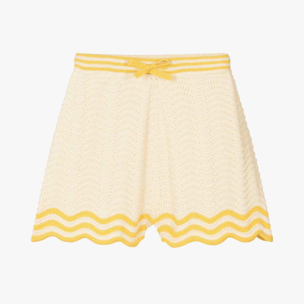 Zimmermann - Teen Girls Ivory & Yellow Knit Shorts | Childrensalon