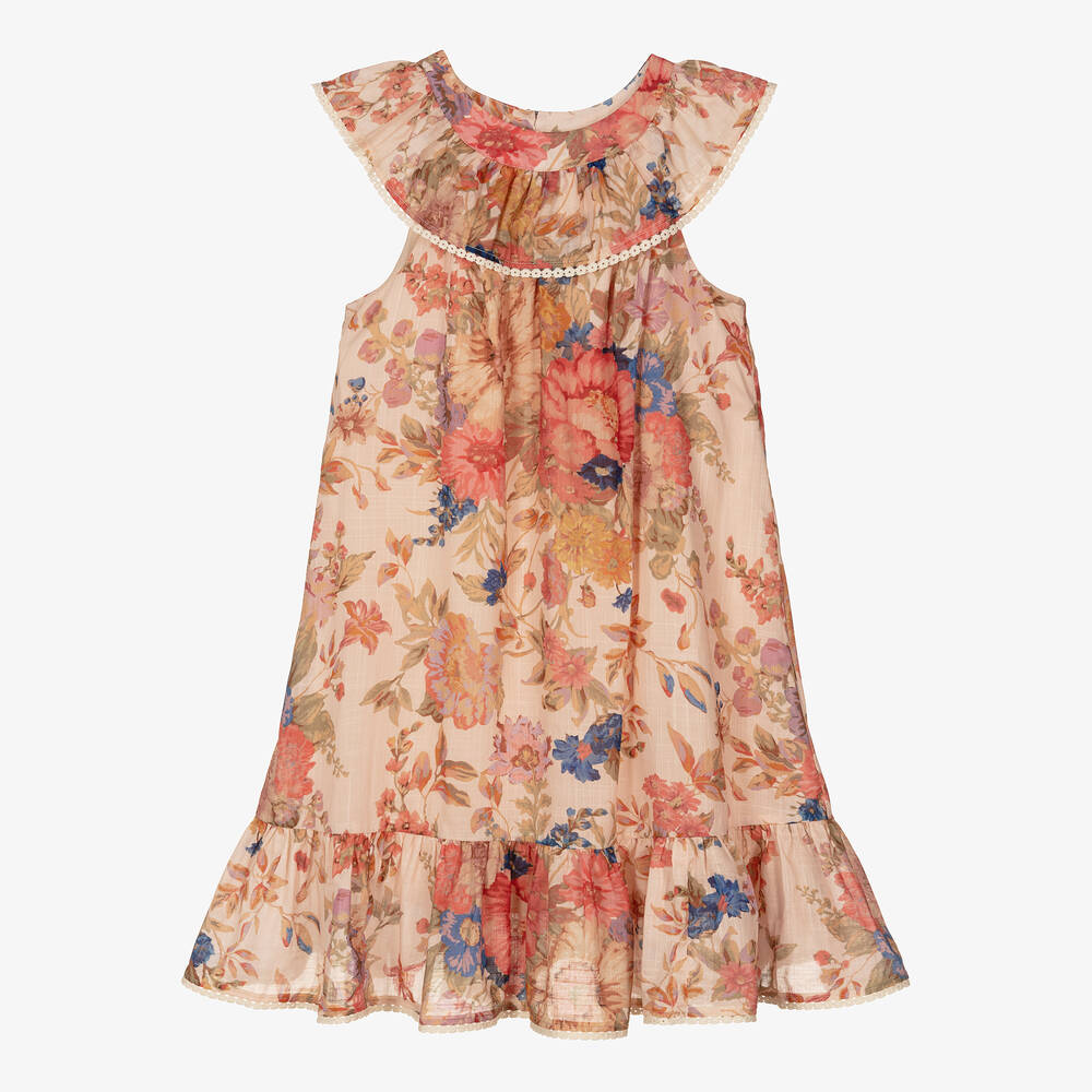 Zimmermann - فستان قطن بطبعة ورود لون زهري تينز بناتي | Childrensalon