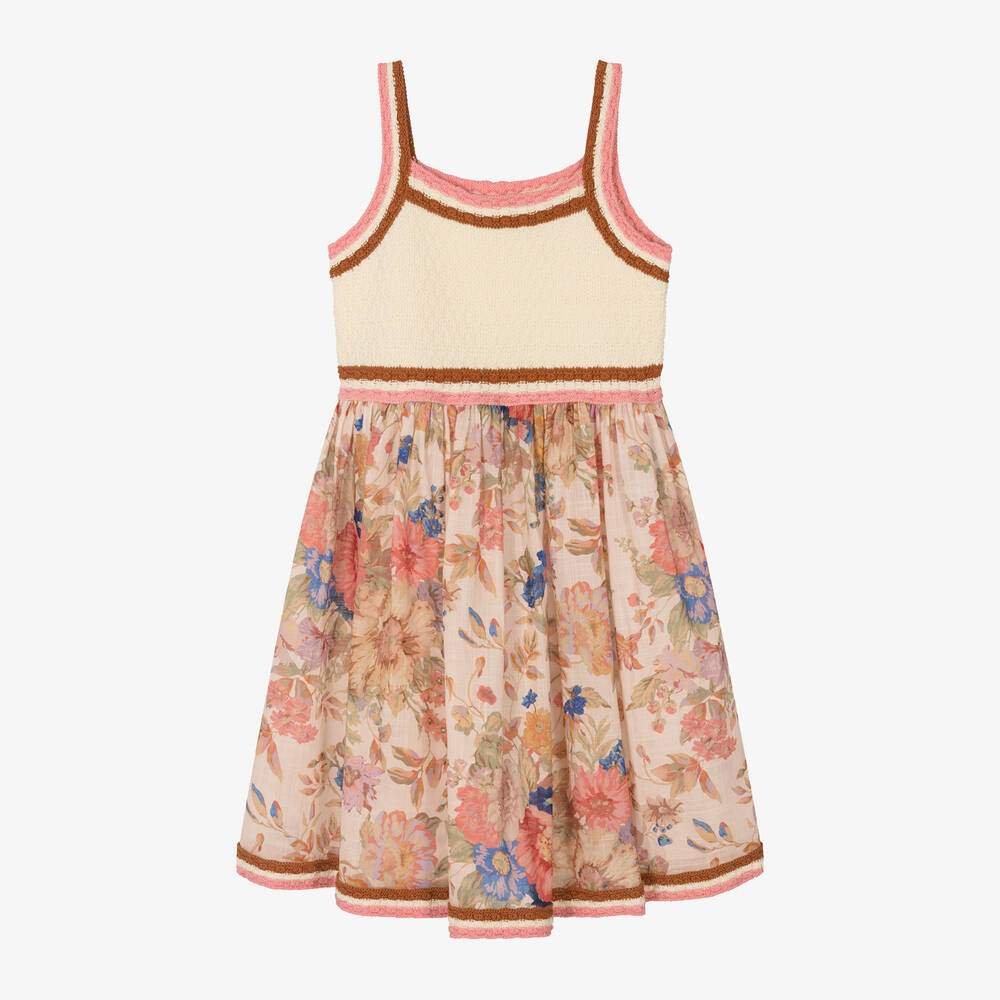 Zimmermann - Teen Girls Pink Knit & Floral Cotton Dress | Childrensalon