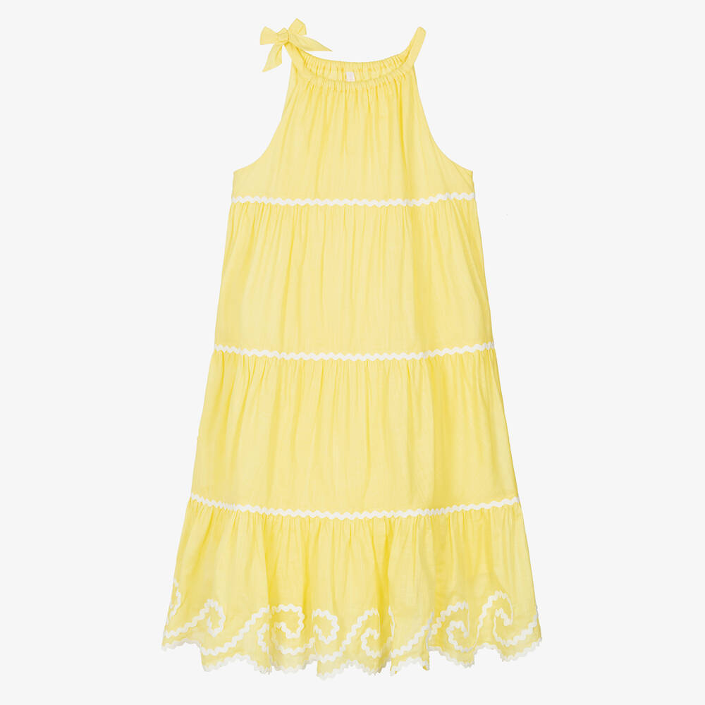 Zimmermann - فستان للمراهقات قطن لون أصفر فاقع | Childrensalon