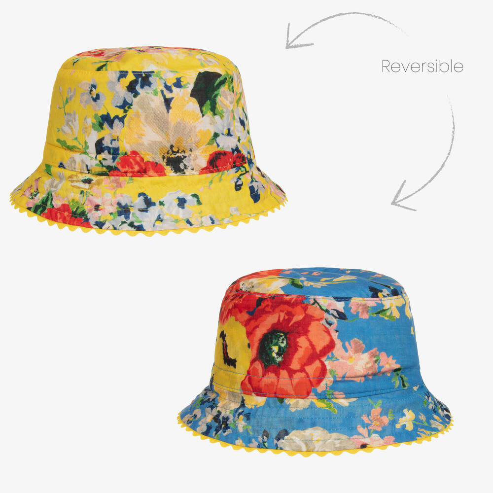 Zimmermann - Bob coton jaune réversible à fleurs | Childrensalon