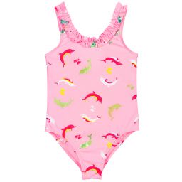 Billieblush - Pink Dolphin Print Swimsuit | Childrensalon