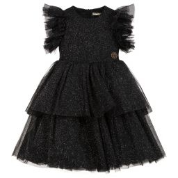 Elie Saab - Teen Black Tulle Logo Dress | Childrensalon