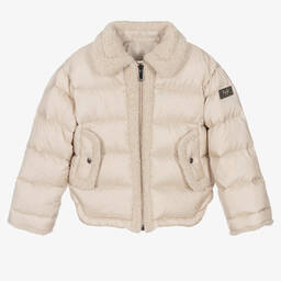 Girls Beige Down Puffer Coat