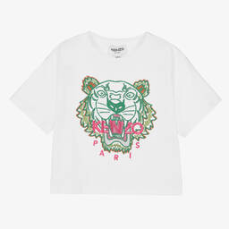 Generator Ciro Sandy KENZO KIDS - Girls Pink Cotton Glitter Tiger T-Shirt | Childrensalon