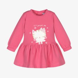Mayoral - Pink Cotton Cat Dress | Childrensalon