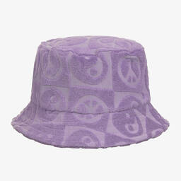 Molo - Girls Purple Cotton Towelling Bucket Hat | Childrensalon