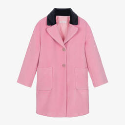 Monnalisa - White & Pink Roses Puffer Coat | Childrensalon