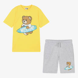Moschino Kids Teddy Bear cotton shorts set - White