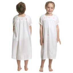 Powell Craft - Girls White Cotton Nightdress | Childrensalon