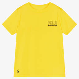 Boys Yellow Technical Jersey Logo T-Shirt