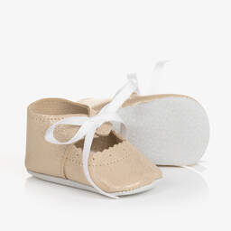 Tartine Et Chocolat cut-out leather crib shoes - White