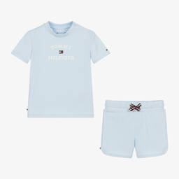 Tommy Hilfiger - Baby Boys Blue Cotton Shorts Set | Childrensalon