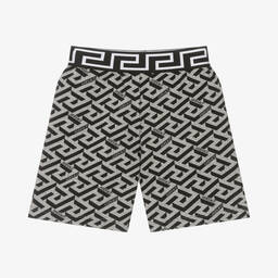 Versace - Boys Grey & Black La Greca Shorts