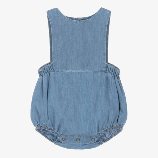 1 + in the family-Baby Girls Blue Cotton Chambray Shortie | Childrensalon